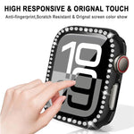 xDfind Single Row Diamond Tempered Glass Film Integrated PC Watch Cover, For Apple Watch Series 11 46mm / 10 46mm, For Apple Watch Series 11 42mm / 10 42mm