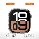 xDfind Single Row Diamond Tempered Glass Film Integrated PC Watch Cover, For Apple Watch Series 11 46mm / 10 46mm, For Apple Watch Series 11 42mm / 10 42mm