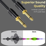 Mono Male to Male 6.35mm Mixer Audio Cable, 0.5m, 1m, 1.5m, 2m, 3m, 5m, 10m, 15m, 20m