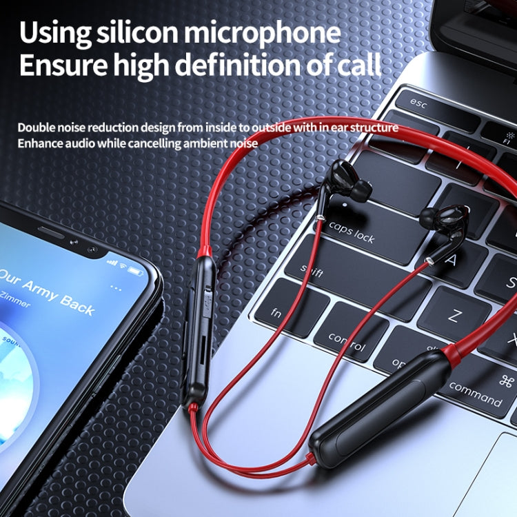سماعة أذن بلوتوث M60 8D بصوت محيطي 5.1 لاسلكية معلقة على الرقبة تدعم بطاقة TF ووضع MP3