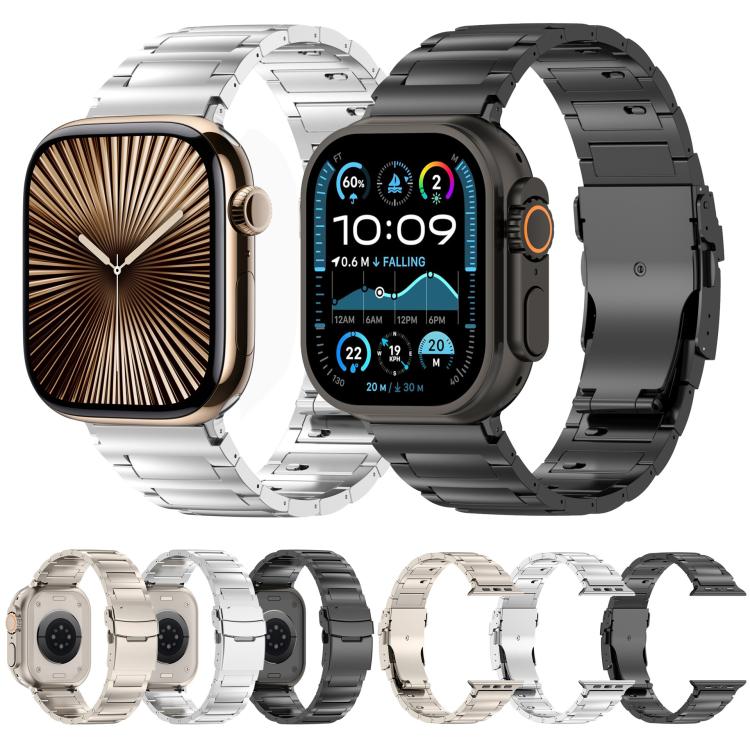 I-shaped Quick-release Safety Clasp Titanium Alloy Watch Band, For Apple Watch 46mm / 49mm / 45mm / 44mm, For Apple Watch 42mm / 41mm / 40mm / 38mm