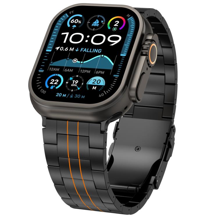 Three-bead Safety Clasp Titanium Alloy Watch Band, For Apple Watch 46mm / 49mm / 45mm / 44mm, For Apple Watch 42mm / 41mm / 40mm / 38mm