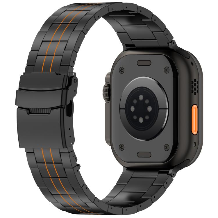 Three-bead Safety Clasp Titanium Alloy Watch Band, For Apple Watch 46mm / 49mm / 45mm / 44mm, For Apple Watch 42mm / 41mm / 40mm / 38mm