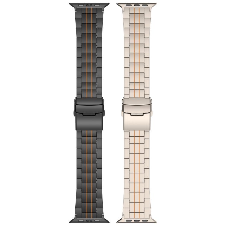 Three-bead Safety Clasp Titanium Alloy Watch Band, For Apple Watch 46mm / 49mm / 45mm / 44mm, For Apple Watch 42mm / 41mm / 40mm / 38mm