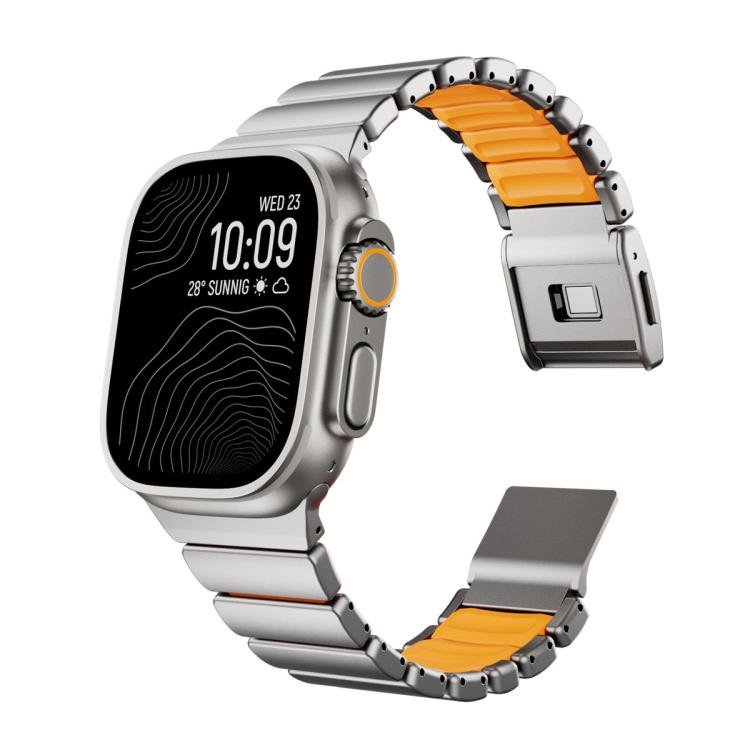 Magnetic Norman Buckle Integrated One-bead Stainless Steel Watch Band, For Apple Watch 46mm / 49mm / 45mm / 44mm