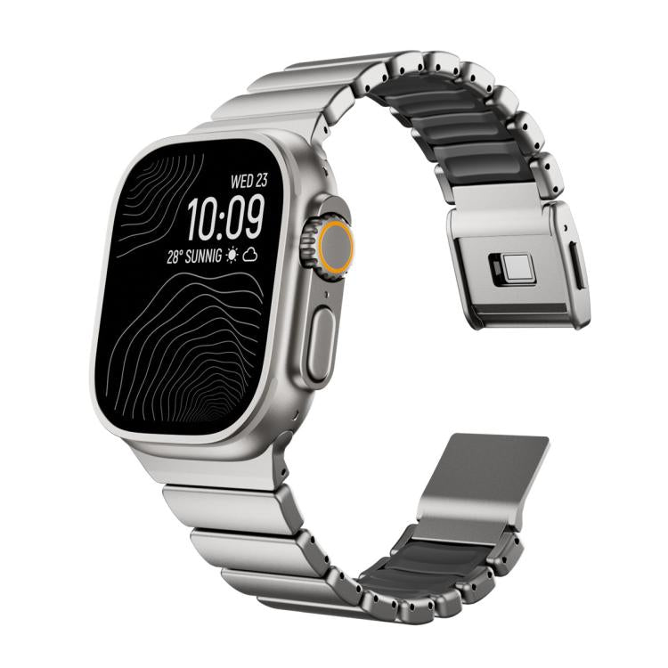 Magnetic Norman Buckle Integrated One-bead Stainless Steel Watch Band, For Apple Watch 46mm / 49mm / 45mm / 44mm