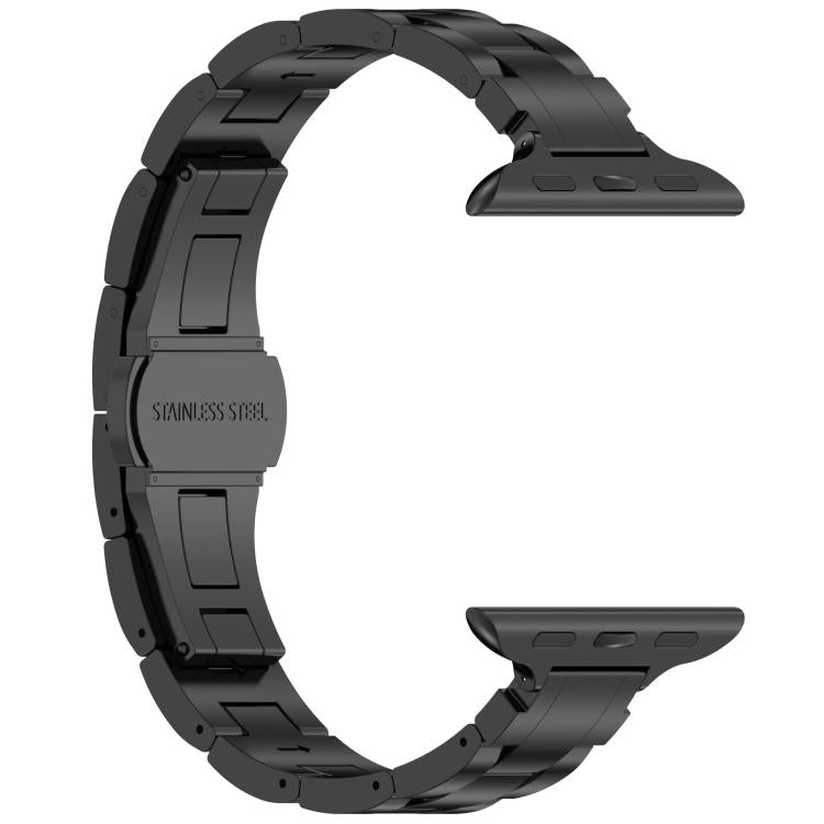 Slim Waist Three-bead Butterfly Buckle Titanium Alloy Watch Band, For Apple Watch 46mm / 49mm / 45mm / 44mm, For Apple Watch 42mm / 41mm / 40mm / 38mm