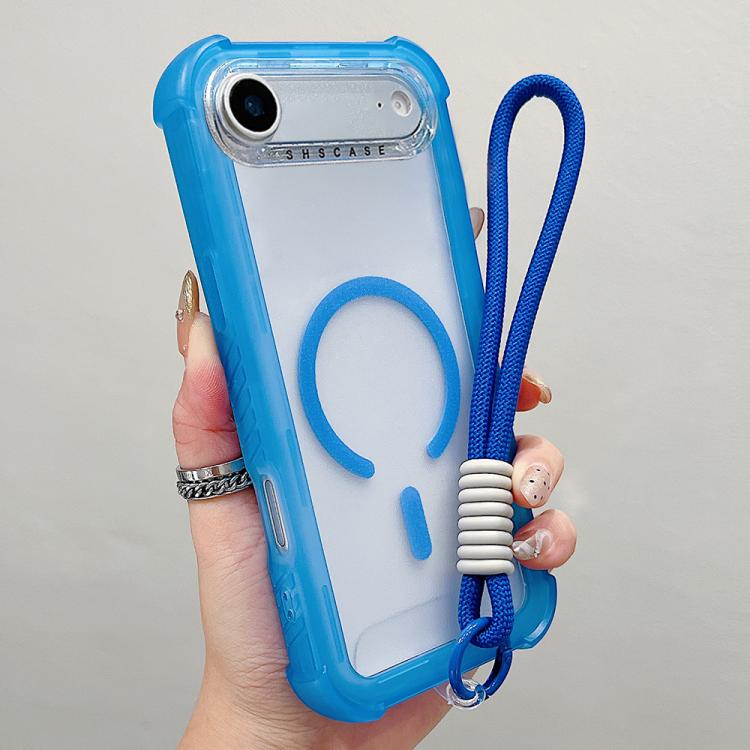 Transparent Matte TPU Hybrid PC 3-in-1 MagSafe Phone Case with Wrist Strap, For iPhone 17 Pro Max, For iPhone 17 Pro, For iPhone 17, For iPhone Air, For iPhone 16 Pro Max, For iPhone 16 Pro, For iPhone 16 Plus, For iPhone 16