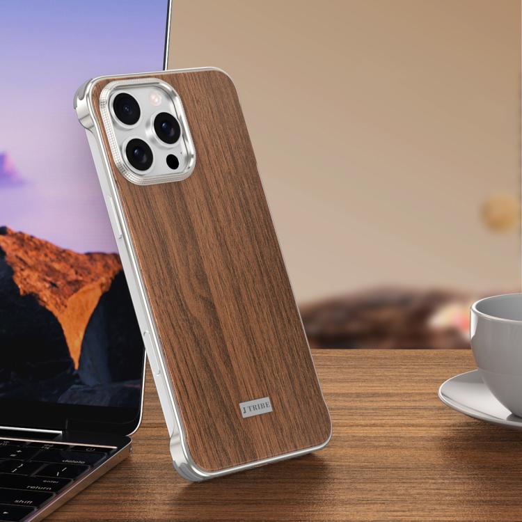 J TRIBE Metal Frameless Wood Texture MagSafe Phone Case, For iPhone 17 Pro Max, For iPhone 17 Pro, For iPhone 17, For iPhone Air, For iPhone 16 Pro Max, For iPhone 16 Pro, For iPhone 15 Pro Max, For iPhone 15 Pro