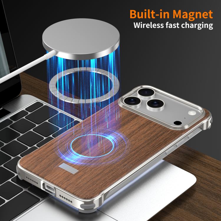 J TRIBE Metal Frameless Wood Texture MagSafe Phone Case, For iPhone 17 Pro Max, For iPhone 17 Pro, For iPhone 17, For iPhone Air, For iPhone 16 Pro Max, For iPhone 16 Pro, For iPhone 15 Pro Max, For iPhone 15 Pro