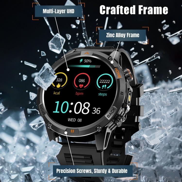 YK15 1.46 inch Round Screen Bluetooth Call GPS Sports Smart Watch