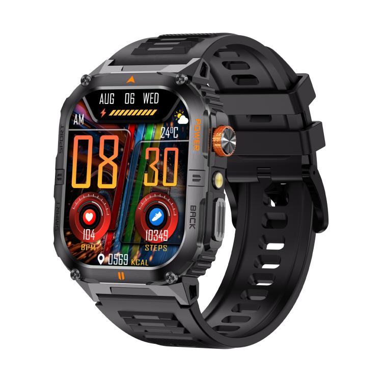 YK12 2.0 inch Screen Outdoor Sports Smart Watch IP68 Waterproof Built-in Flashlight