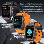 YK12 2.0 inch Screen Outdoor Sports Smart Watch IP68 Waterproof Built-in Flashlight