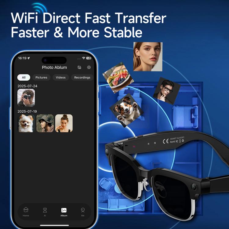 W630 800W WiFi4 AI Photo Recognition Smart Translation Bluetooth Call Glasses