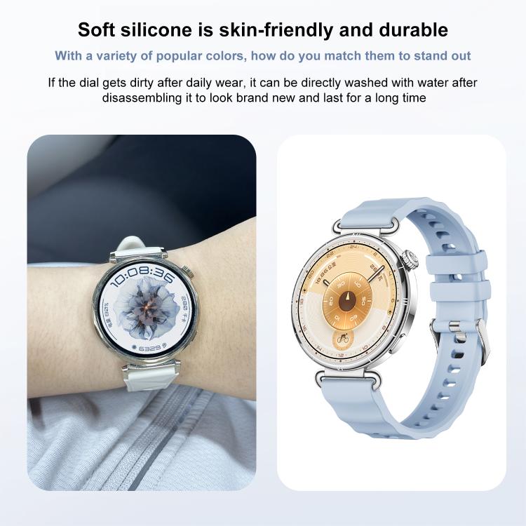xDfind Quick Release Spring Bar Silver Buckle Solid Color Silicone Watch Band, For Huawei Watch GT 6 / 5 / 4 41mm