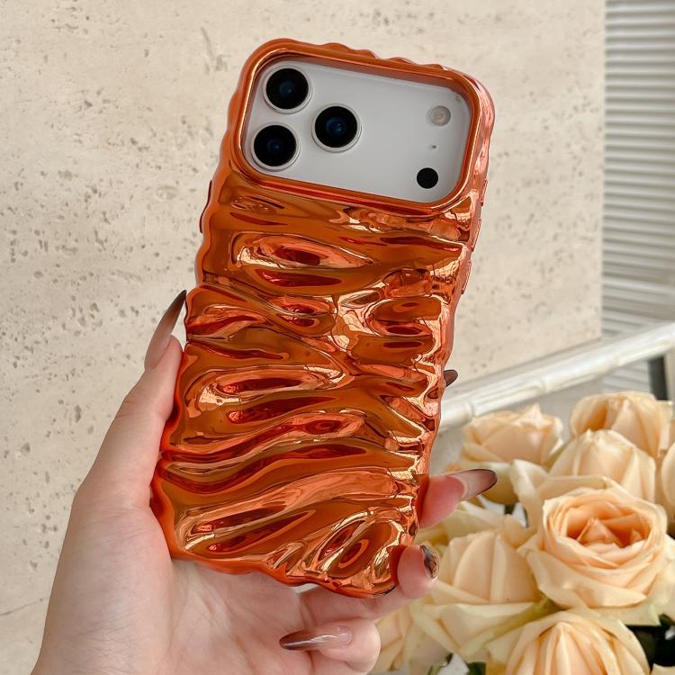غطاء هاتف من TPU بتغطية كاملة وطلاء كهربائي بنسيج كريمي، لهواتف iPhone 17 وiPhone 16 Pro Max