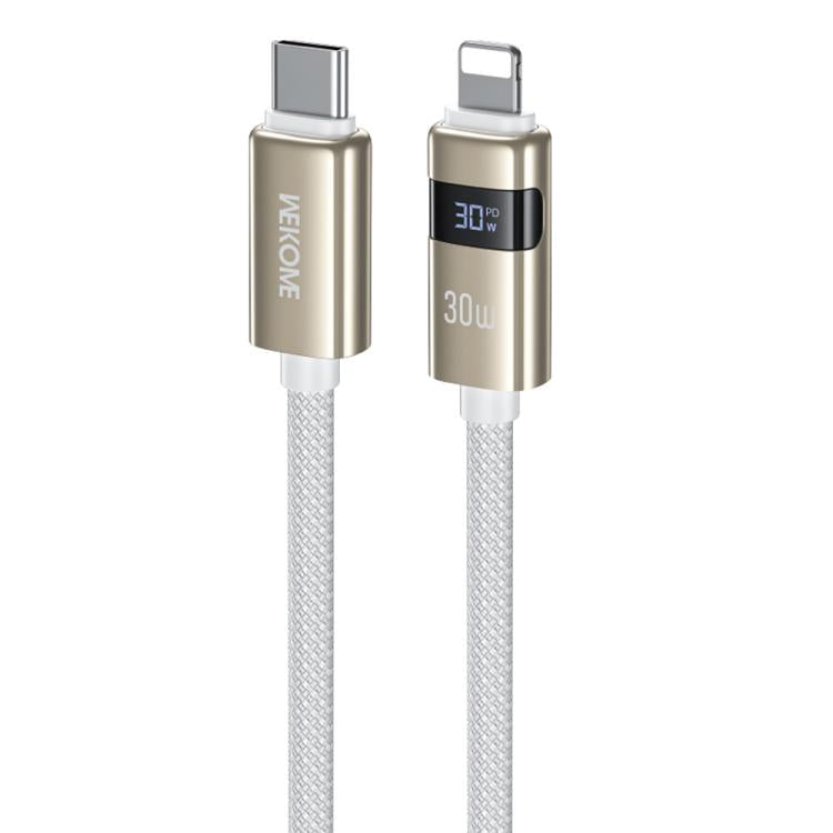 كابل بيانات شحن سريع مع شاشة رقمية WK WDC-104 Raython 2 بقوة 30 واط من نوع Type-C إلى 8 دبابيس، الطول: 1.2م، WDC-104