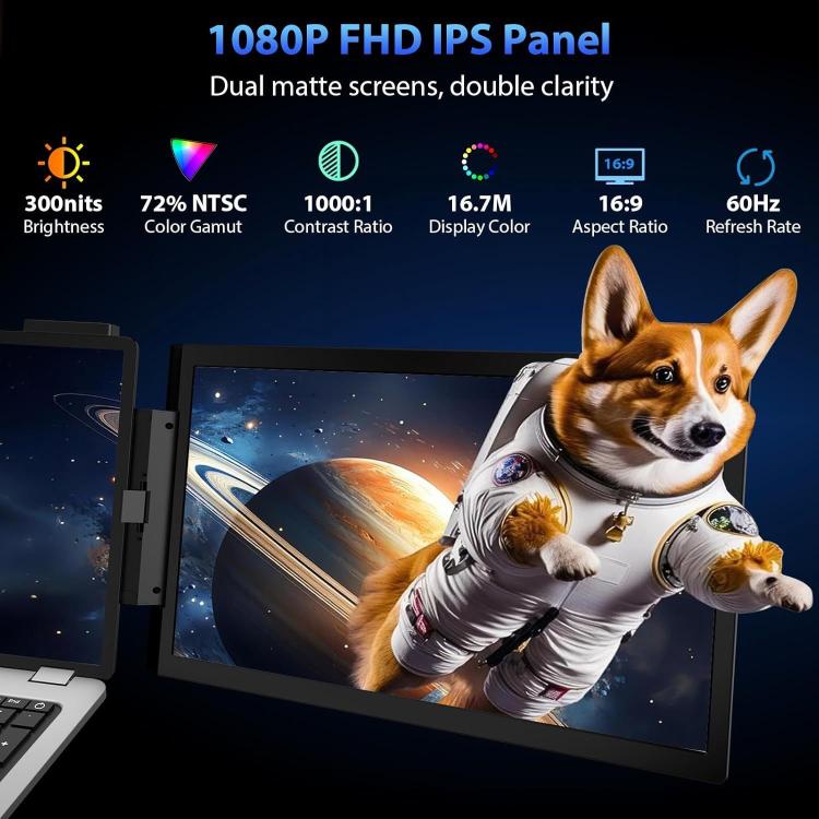 Z140A01D 14-inch 1080P Dual-screen Portable Monitor for Laptop Expansion, 14 inch 1080P