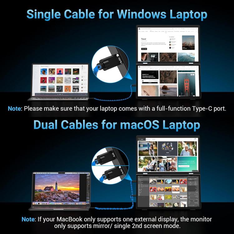 S156P31D 15.6 inch 1080P Dual Screen Foldable Portable Monitor with Holder, 15.6 inch 1080P