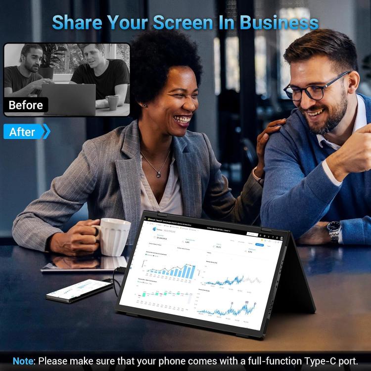 S156P31D 15.6 inch 1080P Dual Screen Foldable Portable Monitor with Holder, 15.6 inch 1080P