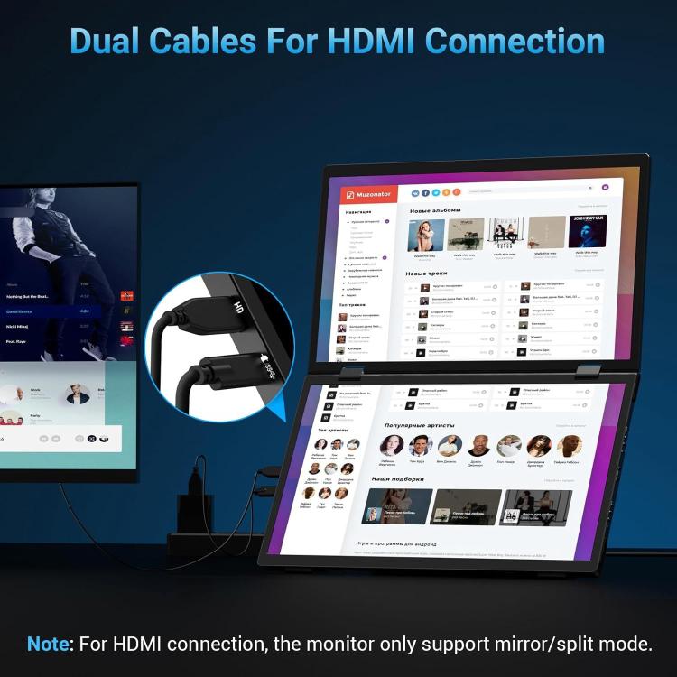 S156P31D 15.6 inch 1080P Dual Screen Foldable Portable Monitor with Holder, 15.6 inch 1080P