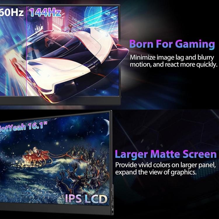 P161Q10G 16.1 inch 2.5K Portable Monitor 144Hz Extended Screen, 16.1 inch 2.5K 144Hz