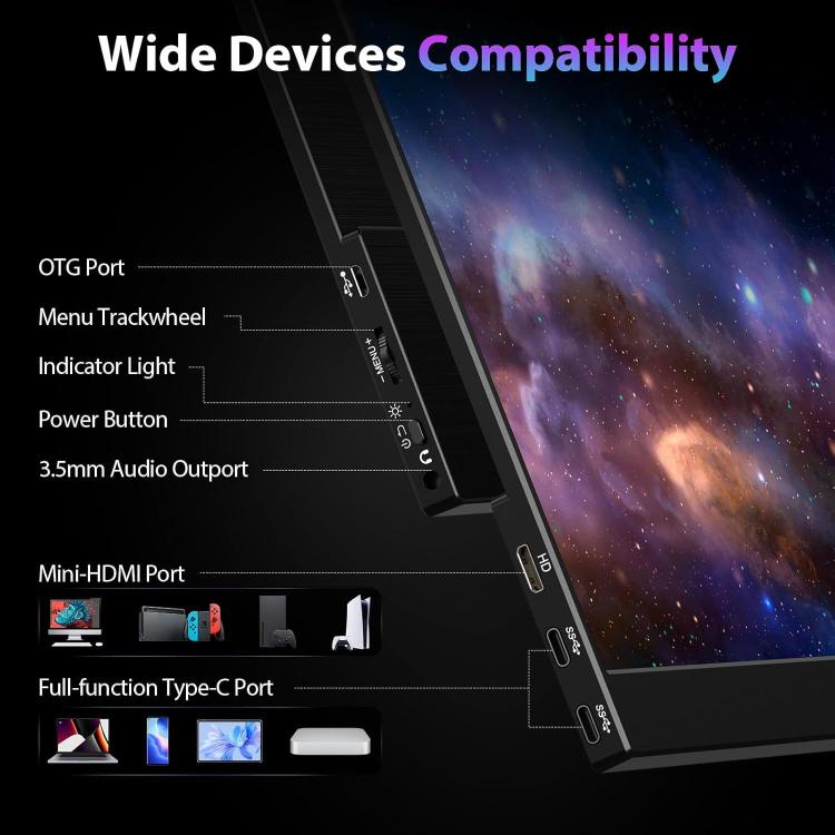 P161Q10G 16.1 inch 2.5K Portable Monitor 144Hz Extended Screen, 16.1 inch 2.5K 144Hz