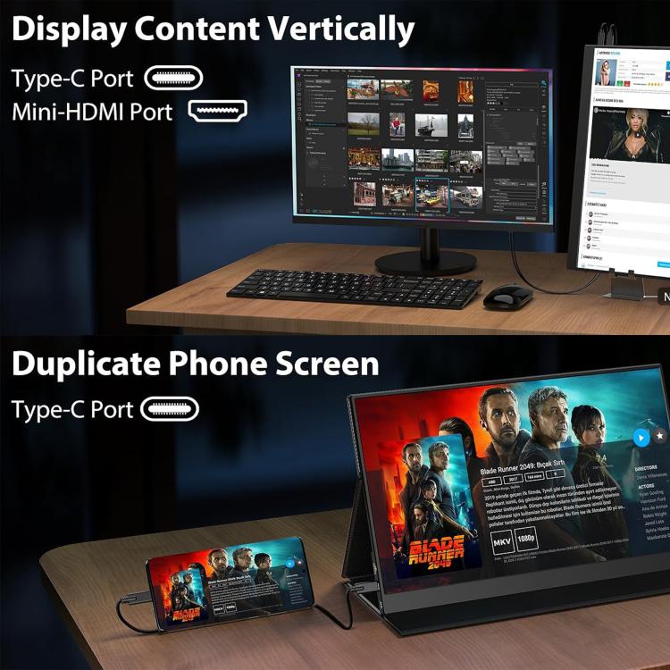 P161Q10G 16.1 inch 2.5K Portable Monitor 144Hz Extended Screen, 16.1 inch 2.5K 144Hz