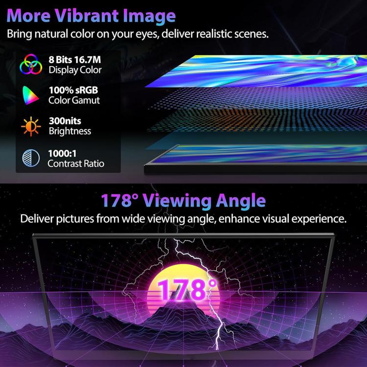 P161Q10G 16.1 inch 2.5K Portable Monitor 144Hz Extended Screen, 16.1 inch 2.5K 144Hz