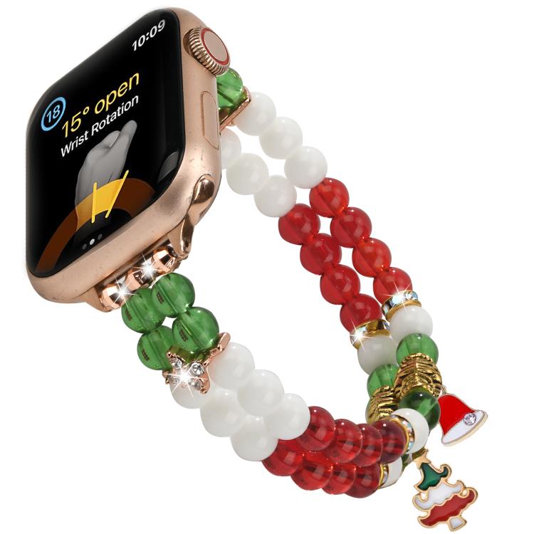 14 mm breites Uhrenarmband mit Weihnachtsperlenkette, passend für Apple Watch 46 mm / 49 mm / 45 mm / 44 mm und 42 mm / 41 mm / 40 mm / 38 mm