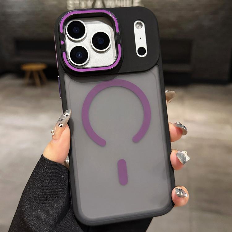 غطاء هاتف مغناطيسي مع MagSafe وحامل عدسة معدني مطفي ملمس الجلد، لهواتف iPhone 17 Pro Max وiPhone 17 Pro وiPhone 17 وiPhone Air وiPhone 16 Pro Max وiPhone 16 Pro