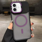 Skin Feel Frosted Metal Lens Holder MagSafe Magnetic Phone Case, For iPhone 16 Plus, For iPhone 16, For iPhone 15 Pro Max, For iPhone 15 Pro, For iPhone 15, For iPhone 14