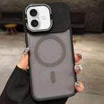 Skin Feel Frosted Metal Lens Holder MagSafe Magnetic Phone Case, For iPhone 16 Plus, For iPhone 16, For iPhone 15 Pro Max, For iPhone 15 Pro, For iPhone 15, For iPhone 14