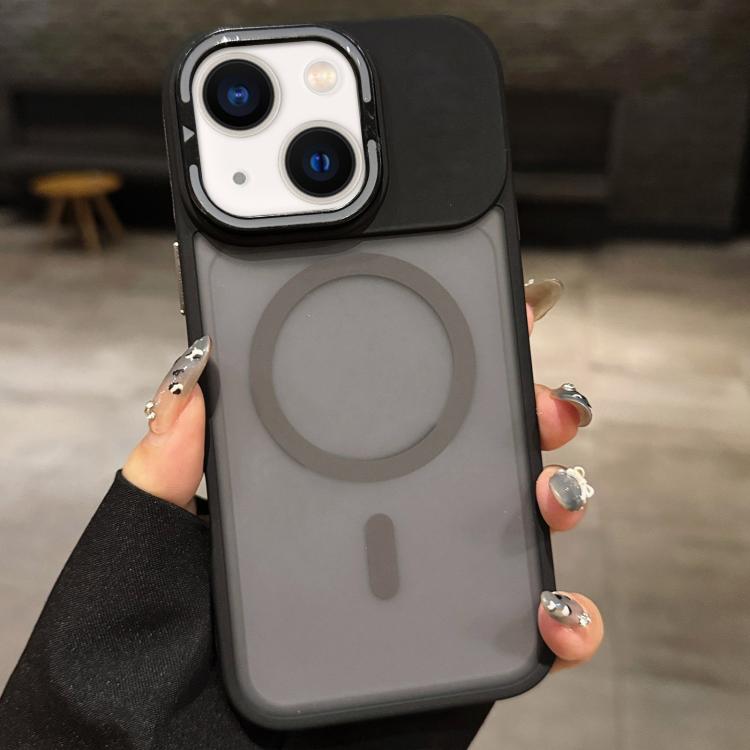 Skin Feel Frosted Metal Lens Holder MagSafe Magnetic Phone Case, For iPhone 16 Plus, For iPhone 16, For iPhone 15 Pro Max, For iPhone 15 Pro, For iPhone 15, For iPhone 14
