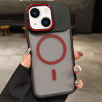 Skin Feel Frosted Metal Lens Holder MagSafe Magnetic Phone Case, For iPhone 16 Plus, For iPhone 16, For iPhone 15 Pro Max, For iPhone 15 Pro, For iPhone 15, For iPhone 14