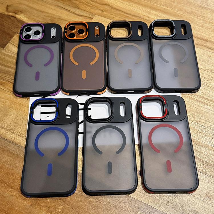 Skin Feel Frosted Metal Lens Holder MagSafe Magnetic Phone Case, For iPhone 17 Pro Max, For iPhone 17 Pro, For iPhone 17, For iPhone Air, For iPhone 16 Pro Max, For iPhone 16 Pro