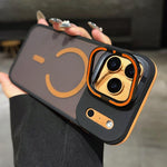 Skin Feel Frosted Metal Lens Holder MagSafe Magnetic Phone Case, For iPhone 14 Pro, For iPhone 14 Pro Max, For iPhone 13 Pro Max, For iPhone 13 Pro, For iPhone 13, For iPhone 12