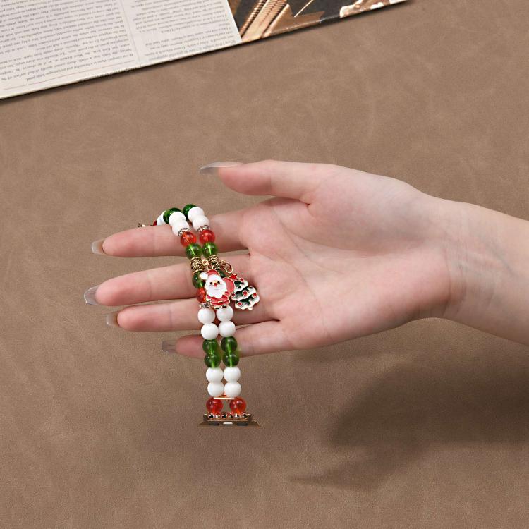 20 mm breites Uhrenarmband mit Weihnachtsperlenkette, passend für Apple Watch 46 mm / 49 mm / 45 mm / 44 mm und 42 mm / 41 mm / 40 mm / 38 mm