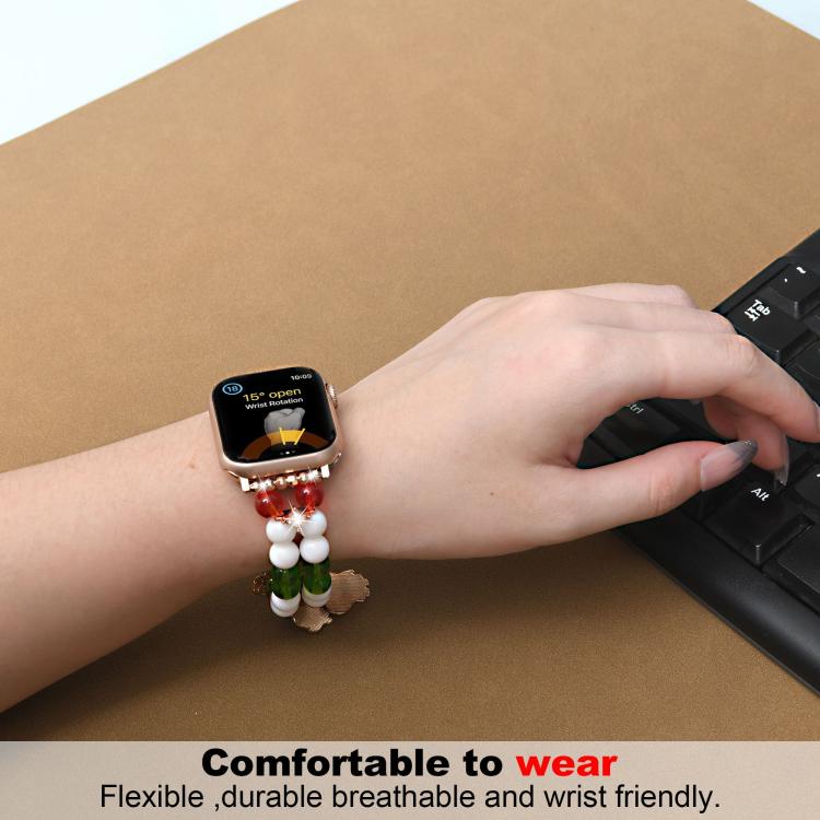 20 mm breites Uhrenarmband mit Weihnachtsperlenkette, passend für Apple Watch 46 mm / 49 mm / 45 mm / 44 mm und 42 mm / 41 mm / 40 mm / 38 mm