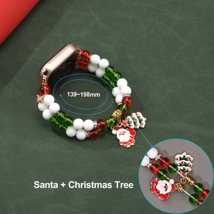 20 mm breites Uhrenarmband mit Weihnachtsperlenkette, passend für Apple Watch 46 mm / 49 mm / 45 mm / 44 mm und 42 mm / 41 mm / 40 mm / 38 mm