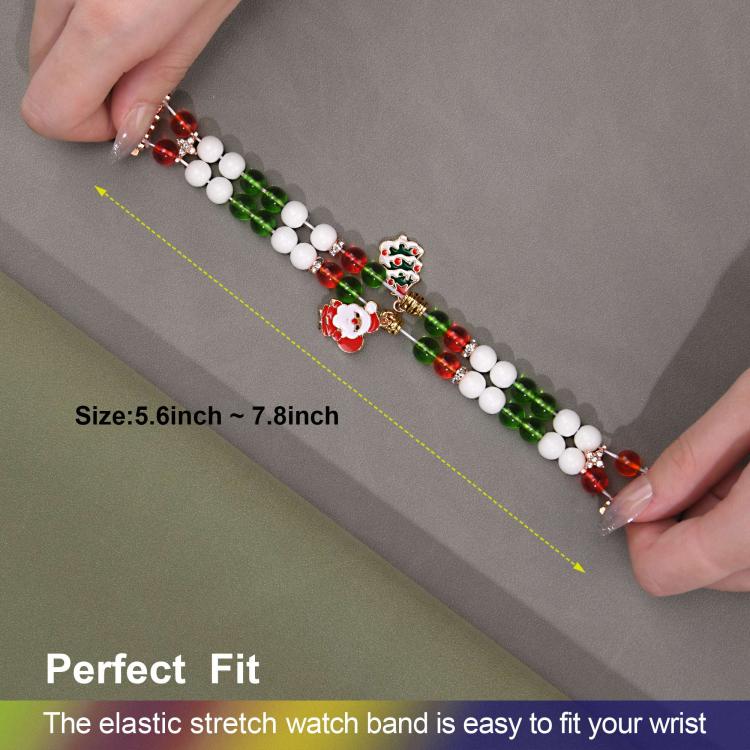 20 mm breites Uhrenarmband mit Weihnachtsperlenkette, passend für Apple Watch 46 mm / 49 mm / 45 mm / 44 mm und 42 mm / 41 mm / 40 mm / 38 mm