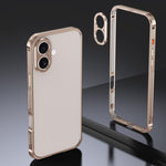 غطاء إطار معدني مضاد للانزلاق مزدوج الجوانب مع غطاء عدسة، لهواتف iPhone 17 Pro Max، iPhone 17 Pro، iPhone 17، iPhone 16 Pro Max، iPhone 16 Pro، iPhone 16