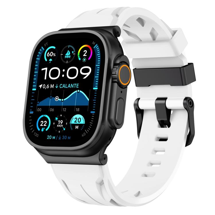 Black Pin Buckle Silicone Watch Band, For Apple Watch 46mm / 49mm / 45mm / 44mm, For Apple Watch 42mm / 41mm / 40mm / 38mm