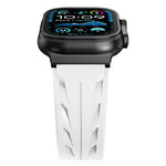 Schwarzes Silikon-Armband mit Dornschließe, passend für Apple Watch 46 mm / 49 mm / 45 mm / 44 mm und 42 mm / 41 mm / 40 mm / 38 mm