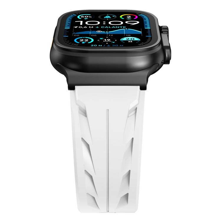 Schwarzes Silikon-Armband mit Dornschließe, passend für Apple Watch 46 mm / 49 mm / 45 mm / 44 mm und 42 mm / 41 mm / 40 mm / 38 mm