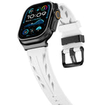 Schwarzes Silikon-Armband mit Dornschließe, passend für Apple Watch 46 mm / 49 mm / 45 mm / 44 mm und 42 mm / 41 mm / 40 mm / 38 mm