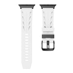 Schwarzes Silikon-Armband mit Dornschließe, passend für Apple Watch 46 mm / 49 mm / 45 mm / 44 mm und 42 mm / 41 mm / 40 mm / 38 mm