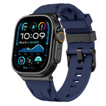 Schwarzes Silikon-Armband mit Dornschließe, passend für Apple Watch 46 mm / 49 mm / 45 mm / 44 mm und 42 mm / 41 mm / 40 mm / 38 mm