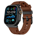 Schwarzes Silikon-Armband mit Dornschließe, passend für Apple Watch 46 mm / 49 mm / 45 mm / 44 mm und 42 mm / 41 mm / 40 mm / 38 mm
