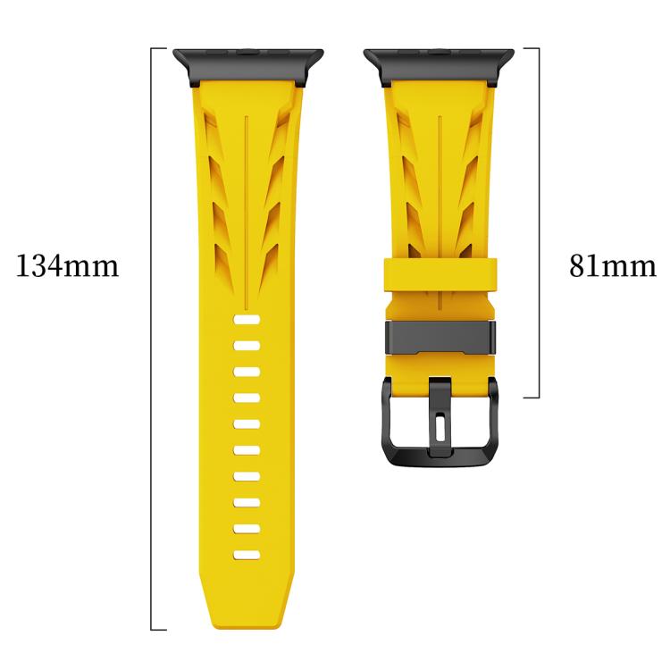 Schwarzes Silikon-Armband mit Dornschließe, passend für Apple Watch 46 mm / 49 mm / 45 mm / 44 mm und 42 mm / 41 mm / 40 mm / 38 mm